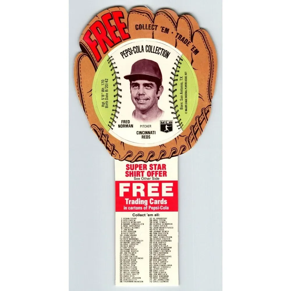 Pepsi-Cola Baseball Trading Card 1977 Fred Norman Cincinnati Reds MLB Trade